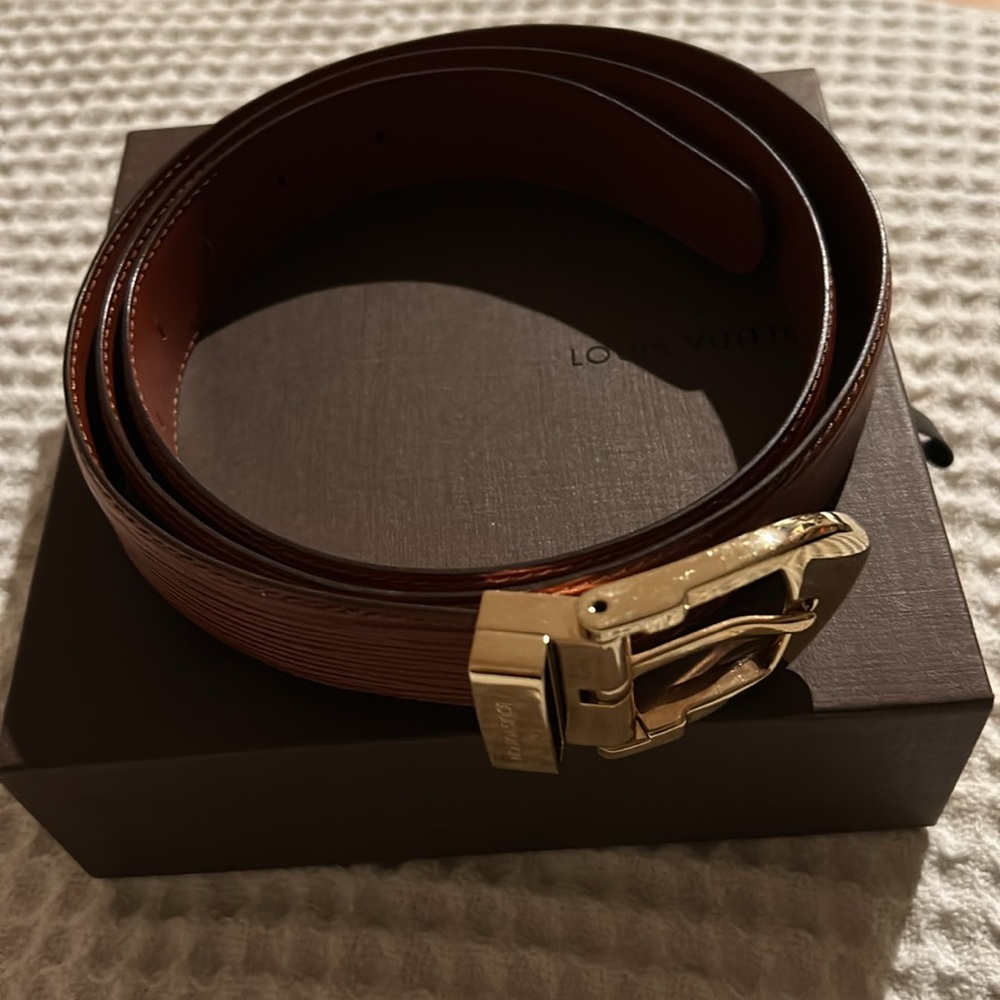 Louis Vuitton Men’s 44 Brown Epi Leather Belt / New Never Used  / Made in Spain - Picture 2 of 6